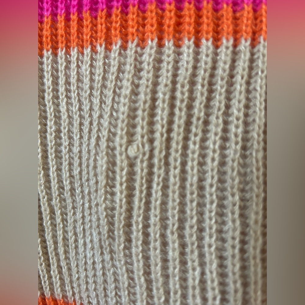 Vibrant Pink and Tan Striped Women's cardigan - Picture 6 of 9